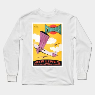 Vintage Travel Poster France Farman Air Lines Long Sleeve T-Shirt